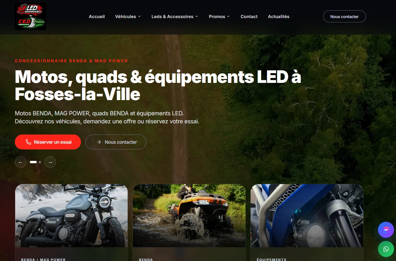 Capture de la page d’accueil du site LED Automotive
