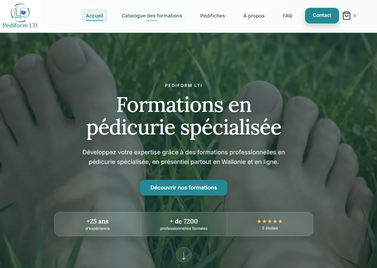 Page d’accueil de la plateforme de formations Pédiform LTI